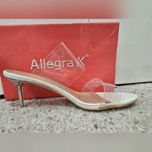 🤍New with Box: Allegra K Women's Size 7 Clear Strap, White, Heal Dress Shoes
